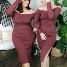 NWT Abercrombie & Fitch Off-The-Shoulder Midi Sweater Dress - XXXL