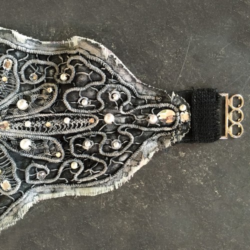 woman belt italian modern sequins macrame rhinestone bead jeans black crystals 1 - Picture 6 of 12