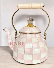 MacKenzie-Childs Rosy Check Tea Kettle 2 qt. New No Box
