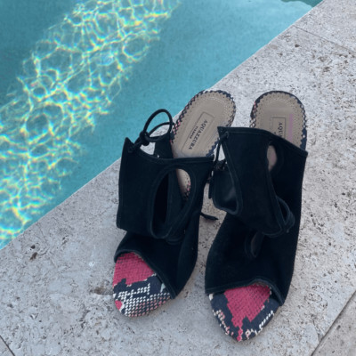Aquazurra Black Red Python Cutout Heels