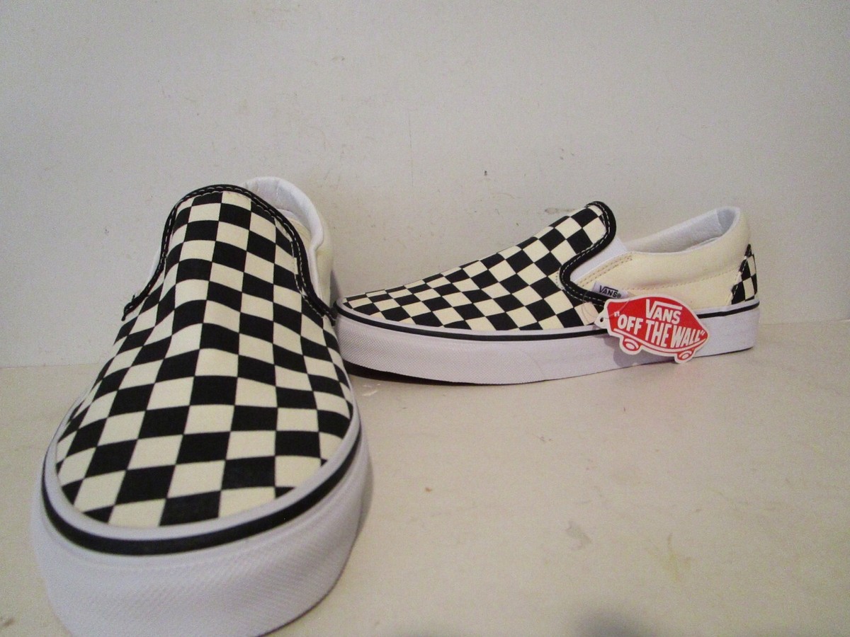 Vans Classic Slip-On Checkerboard Black White Skate Shoes Unisex M9 W10.5 Vans | Classic Checkerboard Slip-On Black/Black Shoe main image 4