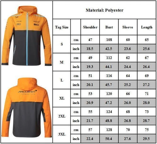 Herren McLaren F##1 Offizielles Team Leichte Jacke Papaya Hoodie Mantel Tops GFEG - Bild 2 von 21