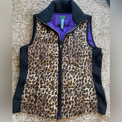 Ralph Lauren Vibrant Purple vest leopard cougar 