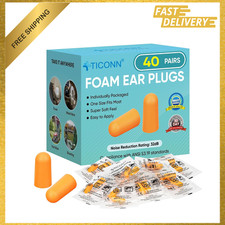 Foam Ear Plugs 40 Pairs Noise Reduction 32dB for Sleeping Fishing Travel Study
