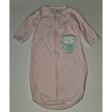 Carter's Fleece Sleep Sack Pajamas Baby OS One Size Pink White Polka Dots Owl