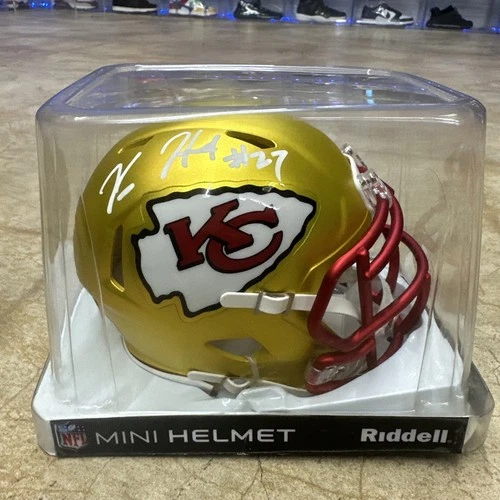 Kansas City Chiefs / Brand New In Box Signed Kareem Hunt Blaze alt mini Helmet