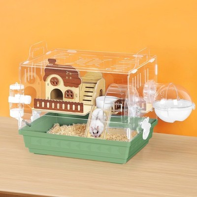 Hamster Cage Acrylic Hamster Habitat 360 Viewing Pet Rat Cage Enclosure,2 Colors