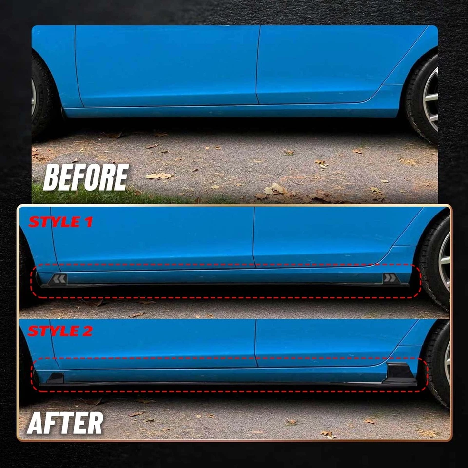 Adjustable Car Side Skirt Rocker Panel Lip Fit For Cadillac CTS ATS CT4 CT5 78.7 - Image 4 of 4