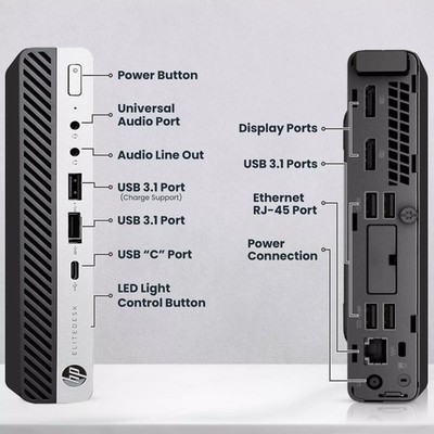 HP EliteDesk 705 G4 Mini PC AMD Ryzen 5 Pro 2400G, 32GB RAM, 512GB