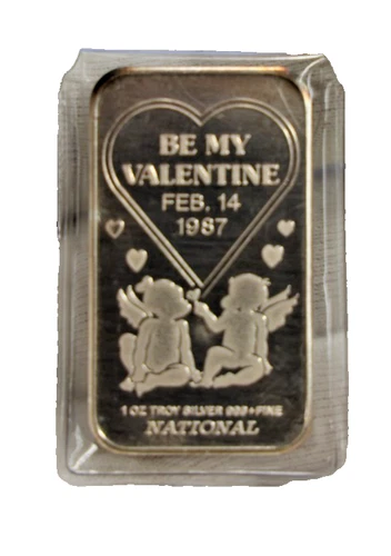 1987 Be My Valentine 1 oz .999 Art Bar National Made in Canada