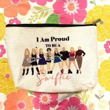 Taylor Swift Eras Canvas Bag - Proud Swiftie Zipper Pouch Makeup Showgirl