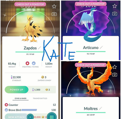  Shiny Galarian Articuno, Moltres, Zapdos    - P T C - Description