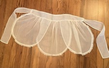 Vintage White Organza Lace Half Apron Farmhouse Romantic Kitchen Apron