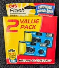 2 Pack Disposable Cameras Indoor Outdoor 54 exposures 400 Speed.