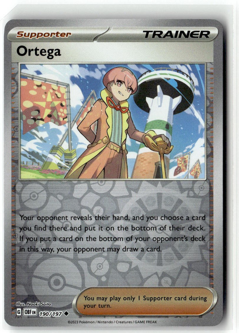 Ortega 190/197 Uncommon Obsidian Flames Pokemon Reverse Holo NM/M