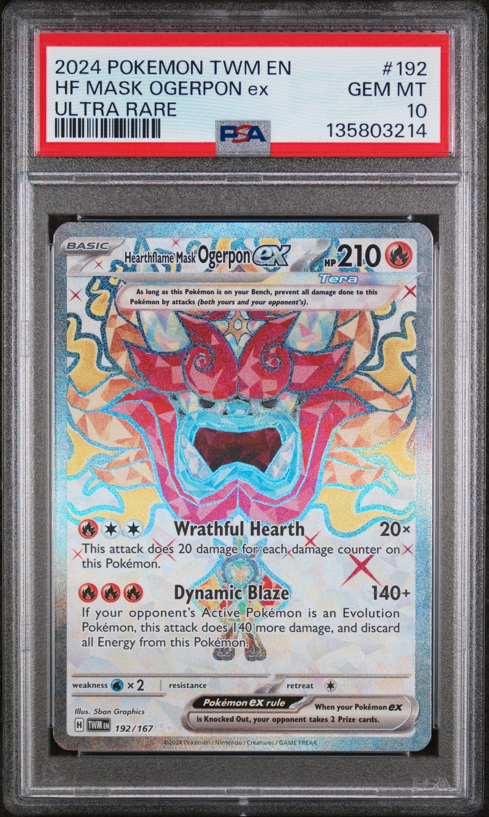 Pokemon Twilight Masquerade Hearthflame Mask Ogerpon ex 192 PSA 10
