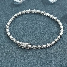 Full Real Pear Cut Moissanite Women Tennis Bracelet 925 Sterling Silver Chain