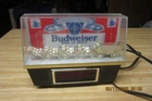 VINTAGE BUDWEISER CLYDESDALES CLEAR LIGHTED BEER SIGN/CLOCK  AS-IS