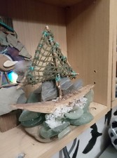 Sea Glass and Pebble Art Sailing Boat On The Ocean Gift Idea