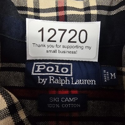 VTG Polo Ralph Lauren Ski Camp Flannel Shirt Mens Medium Plaid 90s