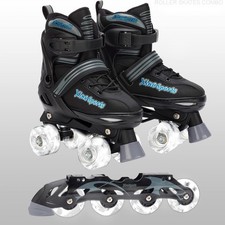 2 in 1 Combo Kids Roller Skates Inline Skates Interchangeable LED Light Up