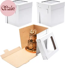 Tall Cake Boxes for Tier Cakes，12X12X12 Inches 3 Pack -Sturdy Cardboard Boxes,Th