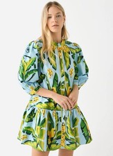 FARM Rio Summer Foliage Scarf V Neck Mini Dress Size Large - NWT