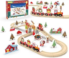 Wooden Train Set for Toddler, 42 Pcs Wooden Tracks Train Toy for 3 4 5 Years Old