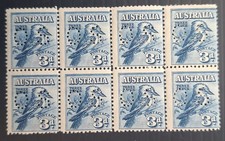 1928 Australia Blk 8X3d Blue Engraved Philatelic Exbn Kookaburra Stamps MUH$800