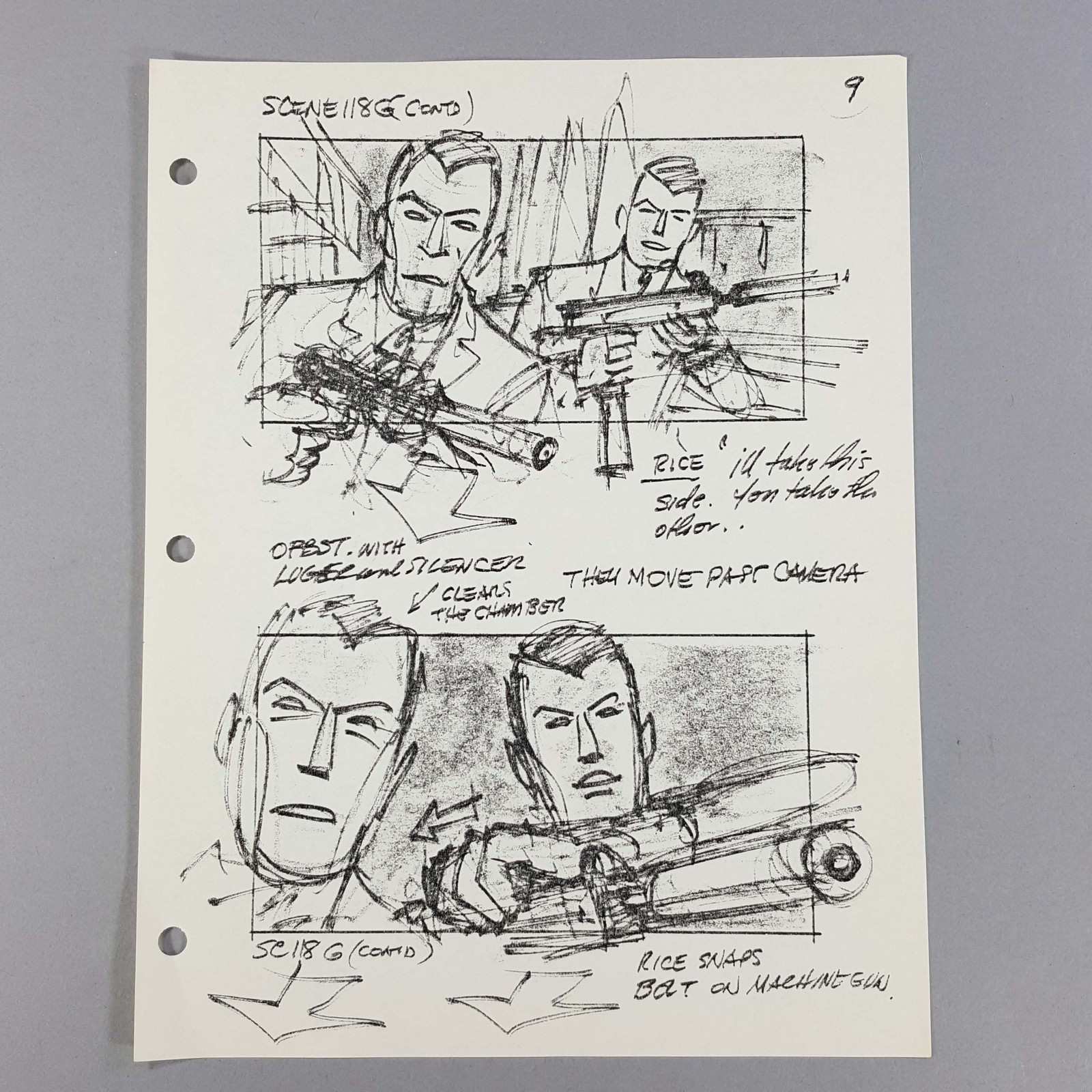 Cloak and Dagger Storyboard Rice Alvarez Armed Scene 118G Original Movie Prop