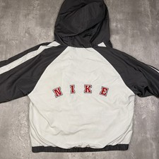 Vintage Nike Windbreaker Jacket Youth Medium White Full Zip 00s Spell Out Swoosh