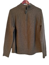 Banana Republic Men's Brown Quarter Zip Pullover Wool Sweater - Size XL