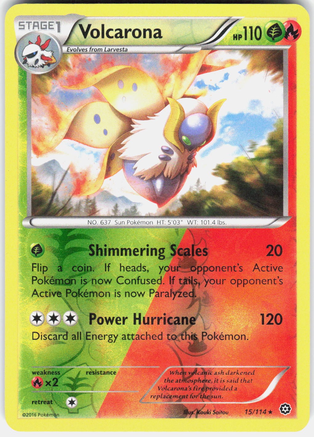 Volcarona 15/114 Rare Steam Siege Pokemon Reverse Holo Near Mint