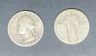 2 ea  Silver Quarter Types Washington & Standing Liberty 90% Silver