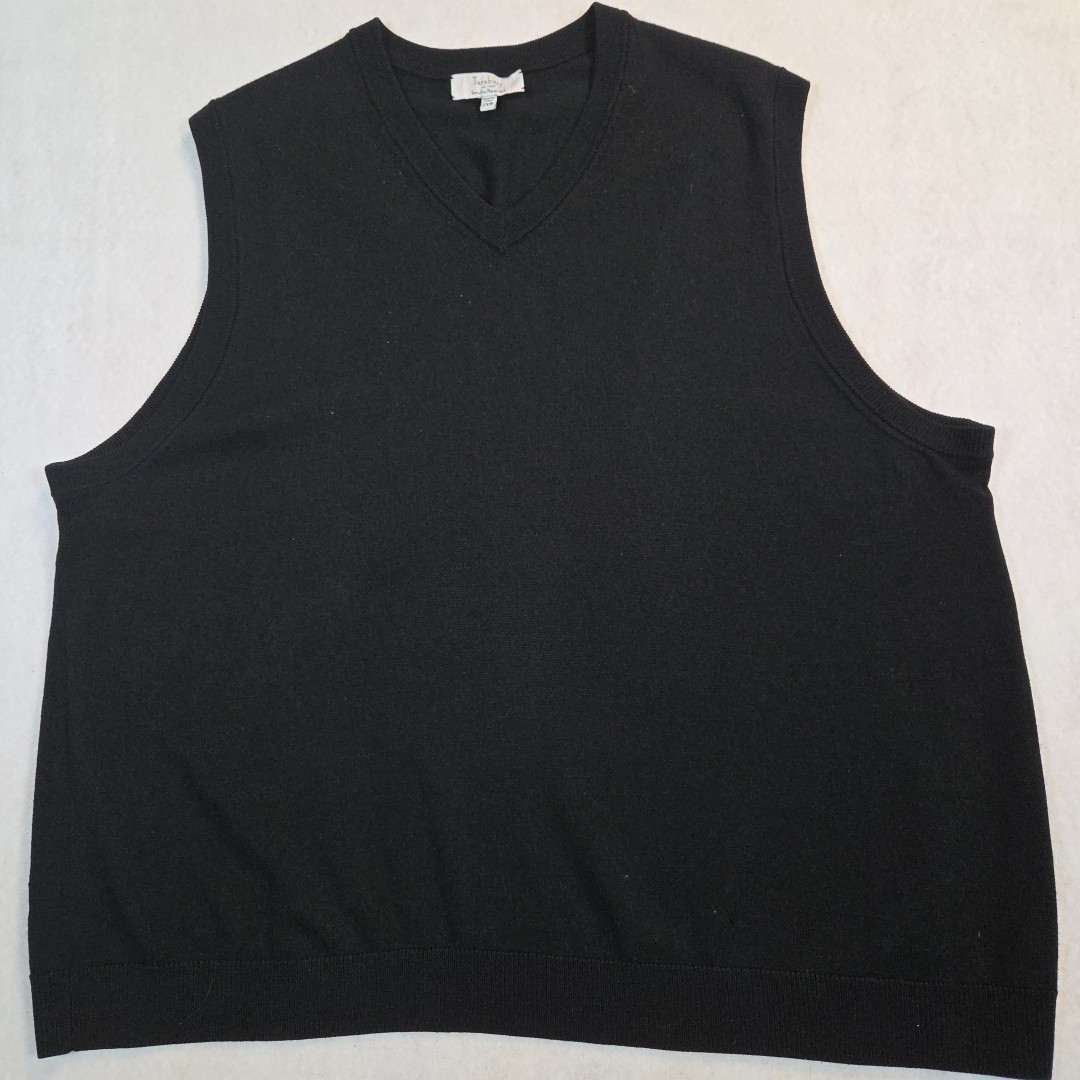Turnbury Extra Fine Merino Wool Black Sleeveless V-Neck Sweater Vest Men Sz 2XB