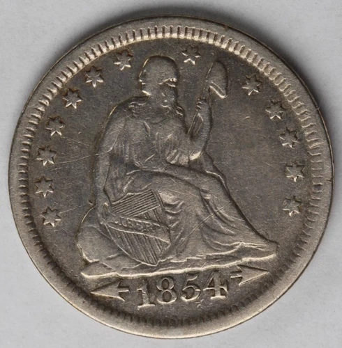 VF 1854 P Seated Liberty Quarter