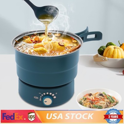 Electric Hot Cooker Pot Green Steamer Mini Multifunctional Pan Portable 110V USA