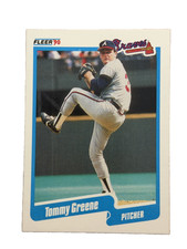 Excellent: Vintage 1990 FLEER Tommy Greene Atlanta Braves Rookie Trading Card