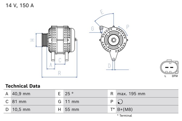 Bosch Generator FüR Fiat Ducato Kasten 250 120 Multijet 2.3 D 250_ 290_ 130-image
