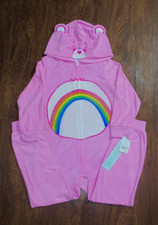 Girl's Care Bears Pink Cheer Bear Hooded Pajamas Union Suit Size S 6/6X NWT
