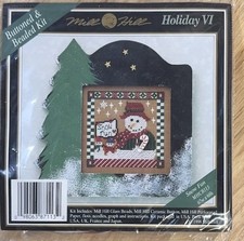 Mill Hill Holiday VI "Snow Fun" Buttoned  Beaded Cross Stitch Kit VTG 1998 New