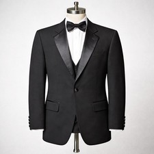 JOS A BANK Tuxedo Jacket Mens 38R Black Wool Shawl Collar Formal Evening Wear
