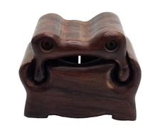 Hand-Carved Wooden Frog Puzzle Box – Vintage Folk Art Trinket Keeper