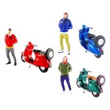 1:64 Figure Character Model Toy Bearded Motorcycle Sand Scene Layout DIY