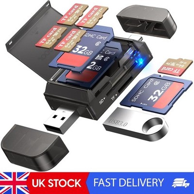 6-in-1 SD/TF Kartenleser Adapter mit SD Kartenspeicher USB A & Typ C Port & USB