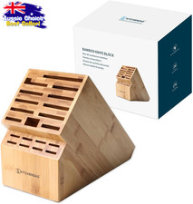 20-Slot Bamboo Knife Block - Kitchen Stand for Large Chef Knives & Cutlery