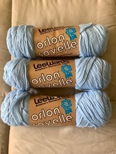 Vintage Lot of 3 LeeWards Orlon Sayelle Yarn 1026 Baby Blue 4oz Each Same Dye