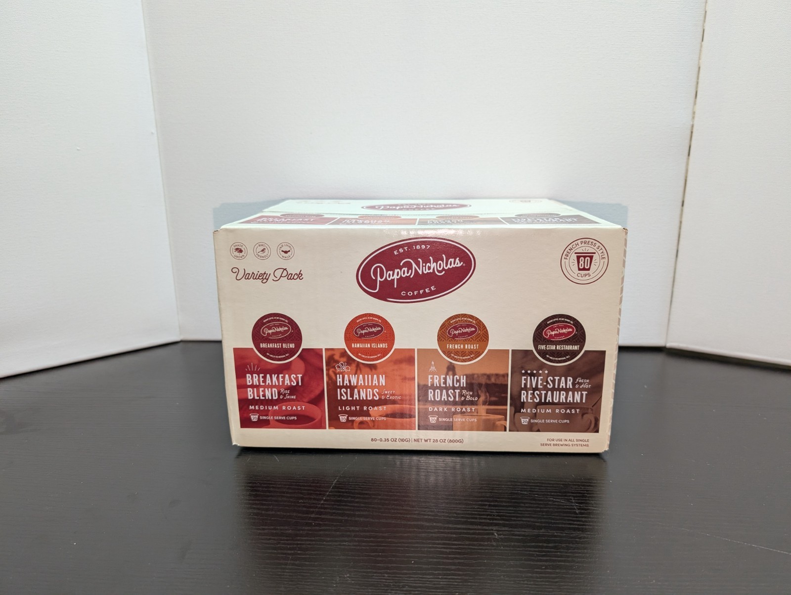 Papa Nicholas Coffee Keurig K Cup Pods Varity Pack 80 Ct Box B.B Date 1/6/27