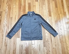 NWOT Boy  s Adidas Track Jacket Size Medium Grey with Black Stripes
