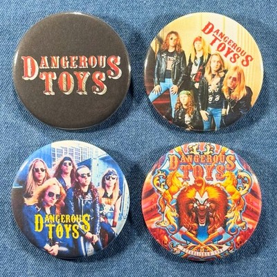 Dangerous Toys 2.25'' Pinback Buttons 80s 90s Glam Metal Sleaze Rock Music 4 Pins